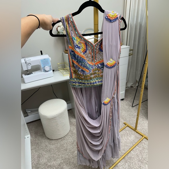 Gharara ready to wear saree sari Indian Pakistani party wear - Picture 7 of 8